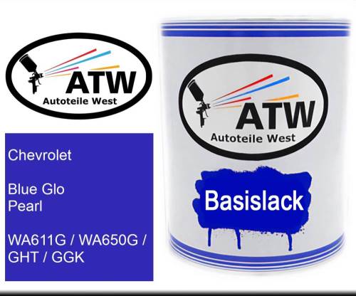 Chevrolet, Blue Glo Pearl, WA611G / WA650G / GHT / GGK: 1L Lackdose, von ATW Autoteile West.